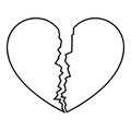 Broken heart icon outline black color vector illustration flat style image Royalty Free Stock Photo