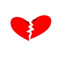 Broken heart icon. Quarreling couple in the form of two halves of hearts isolated on white background. Heart icon