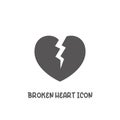 Broken heart icon simple flat style vector illustration Royalty Free Stock Photo