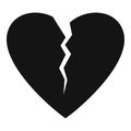 Broken heart icon, simple style.