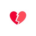 Broken heart icon or Valentines day symbol Royalty Free Stock Photo