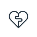 broken heart icon vector from valentines day concept. Thin line illustration of broken heart editable stroke. broken heart linear