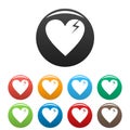 Broken heart icons set simple