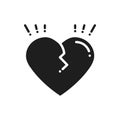 Broken heart line icon. Sign and symbol. Love end relationship lie wedding divorce treachery heartbreak theme. Heart