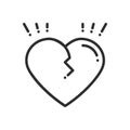 Broken heart line icon. Sign and symbol. Love end relationship lie wedding divorce treachery heartbreak theme. Heart