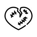 Broken heart line icon vector illustration isolated Royalty Free Stock Photo
