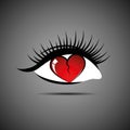 Broken heart love with crack inside womans eye Royalty Free Stock Photo