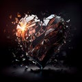 Broken heart made of glass isolated on black background. Royalty Free Stock Photo