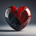 A broken heart of marble on a black and gray background Royalty Free Stock Photo