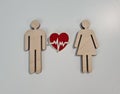 Broken heart medical cardiology figurines of man and woman