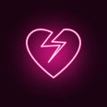 broken heart neon icon. Elements of web set. Simple icon for websites, web design, mobile app, info graphics Royalty Free Stock Photo