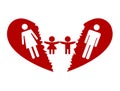Broken heart with parents and children after getting divorced