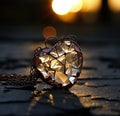 A broken heart pendant on a chain, AI Royalty Free Stock Photo