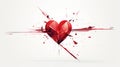 Broken heart in pieces. Breakup concept separation and divorce. Red crumpled Royalty Free Stock Photo