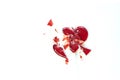 Broken heart red lollipop sweet isolated on white background Royalty Free Stock Photo