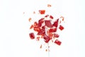 Broken heart red lollipop sweet isolated on white background Royalty Free Stock Photo