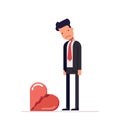 Broken heart. Sad man in a business suit. Divorce in the family. The loss of his beloved.