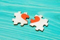 Broken heart shape jigsaw puzzle pieces Royalty Free Stock Photo