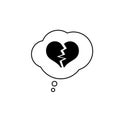 broken heart unhappy love icon isolated sign