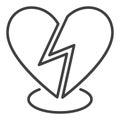 Broken Heart vector bad romantic feeling icon or symbol in simple linear style Royalty Free Stock Photo