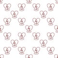 Broken Heart vector bad romantic feeling seamless pattern in simple linear style Royalty Free Stock Photo
