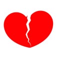 Broken heart vector icon. The design element is isolated on a light background.