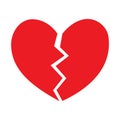 Broken Heart vector icon. red broken heart isolated illustration Royalty Free Stock Photo