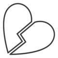 Broken Heart vector Sad or No Love linear icon or design element Royalty Free Stock Photo