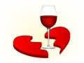 Broken heart and wineglass