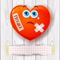 Broken heart on wooden background and copy space Royalty Free Stock Photo