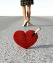 Broken hearted girl walking away from her love