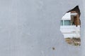 Broken hole on cement wall Royalty Free Stock Photo