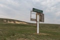 Broken holey billboard near Mount Ichka in West Kazakhstan region