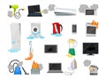 Broken Home Appliances and Electronic Device with Different Damage Big Vector Set Royalty Free Stock Photo