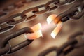 Broken chain link, business and freedom concept Royalty Free Stock Photo