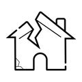 Broken house icon vector