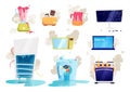 Broken Household Appliances Gadgets Flat Icon Set