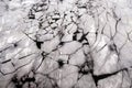 Broken ice floes floating on the river aerial view from drone