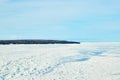 Broken ice formations covering frozen lake in Michigan Royalty Free Stock Photo