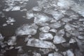 broken ice on the river in the winter, closeup of photo Royalty Free Stock Photo