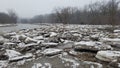 Broken ice on the shore Royalty Free Stock Photo