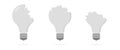 Broken lamp concept on white background. Set of crashed bulb. Cartoon vector