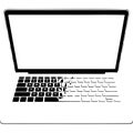 Broken laptop keyboard with missing keys and blank screen isolated on transparent background Royalty Free Stock Photo