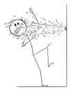 Broken Water Pipe, Vector Cartoon Stick Figure Illustration