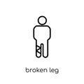 Broken leg icon. Trendy modern flat linear vector Broken leg icon on white background from thin line Health and Medical collection Royalty Free Stock Photo