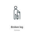 Broken leg outline vector icon. Thin line black broken leg icon, flat vector simple element illustration from editable humans Royalty Free Stock Photo