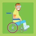 Broken leg trauma patient wheelchair Royalty Free Stock Photo