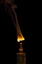 Broken light bulb burn out with flame Royalty Free Stock Photo