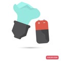 Broken light bulb and finger battery for garbage color flat icon Royalty Free Stock Photo