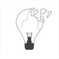 broken lightbulb line icon logo template modern illustration